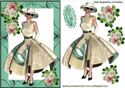 Elegant Lady in Pretty Dress with Roses
