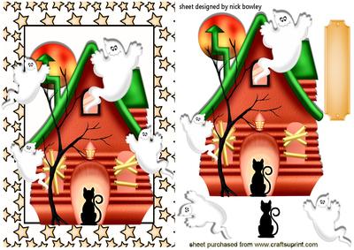 Ooooh! Spooky Ghost House, with Black Cat