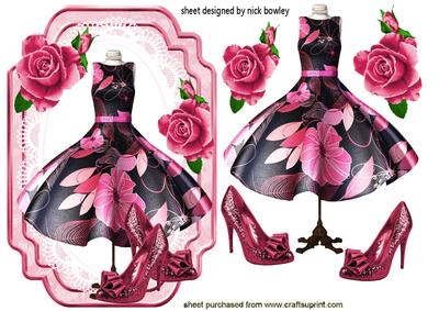 Pink Floral Dress with Roses on Lace