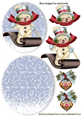 Snowman on a Snowboard! Nearly Midnight, Rocker Card