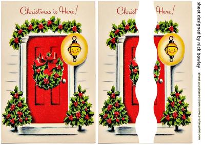 Lovely Red Front Door with Christmas Holly Side Stacker