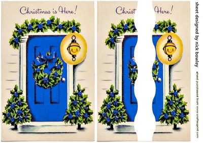 Lovely Blue Front Door with Christmas Holly Side Stacker