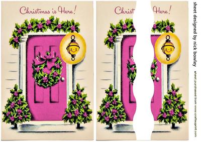 Lovely Pink Front Door with Holly Side Stacker