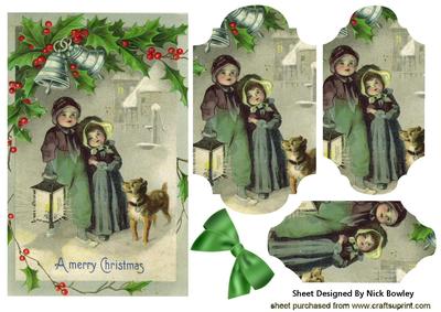 Vintage Children with Little Dog Bracket Pyramids