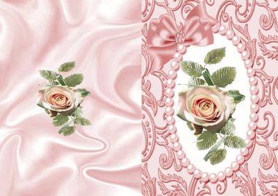 Pretty Pink Rose in Pearl Frame Quick Card