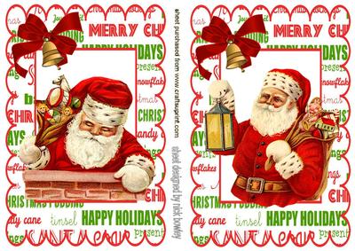 Lovely Vintage Santas with Bells Card Fronts