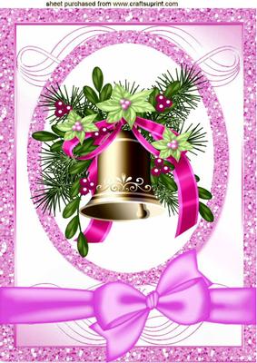 Pretty Gold Bells with Pink Bow A4