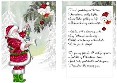 Santa and Little Robin in Snow Scene Card and Insert