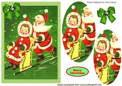 Santa and Mrs Claus Playing in the Snow Oval Pyramids