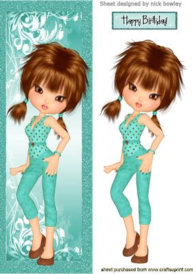 Pretty in Turq in Glitter Leaf Frame Tall Dl