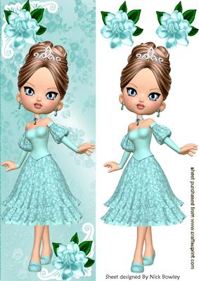 Pretty in Turq Lace Dress in Tall Dl with Roses