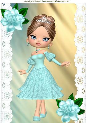 Pretty in Turq Lace Dress with Roses A4