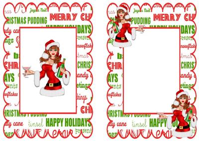 Santa Girl in Red Celebrating Christmas A5 Insert