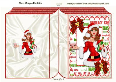 Santa Girl in Red Celebrating Christmas Folded Book