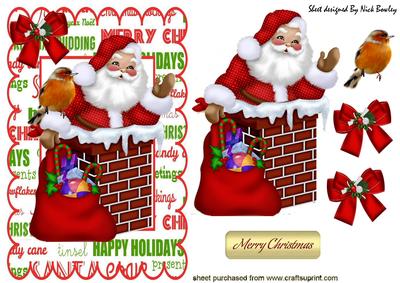 Santa Down the Chimney with a Little Robin