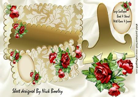 Large Scalloped Book of Red Roses & Stand Kit