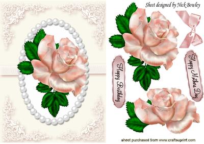 Single Blush Pink Rose with Bow and Lace