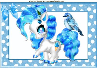 Little Turq Fantasy Pony with Litle Bird A4
