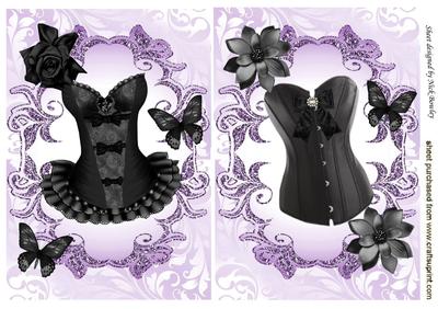 Gorgeous Ladies Black Basques/lilac Accessories Card Fronts