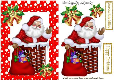 Santa in the Chimney with Gold Bells