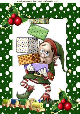 Christmas Pressies Galore! Santas Elf Carrying Presents A4