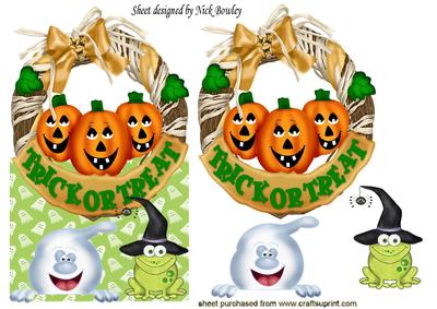 A Wreath of Pumpkins and Ghosts Over the Edge Card