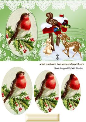 Woodland Animals in the Snow with Deer and Robin