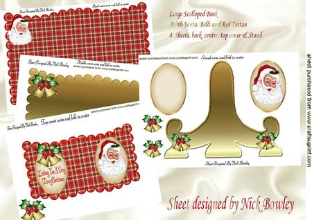 Lovely Santa & Bells on Tartan Scalloped Book Mini Kit