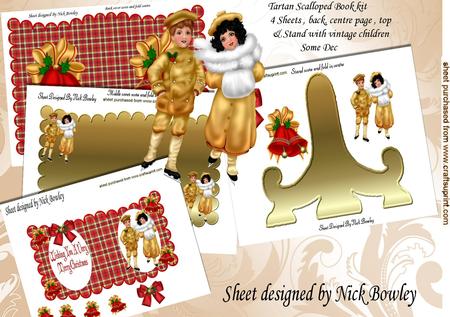 Lovely Vintage Children on Tartan Scalloped Book Mini Kit