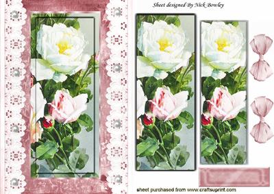 Pink and White Wild Roses with Lace & Pearls Pyramids