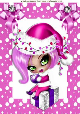 Cute Little Girl Sitting on a Christmas Present A4