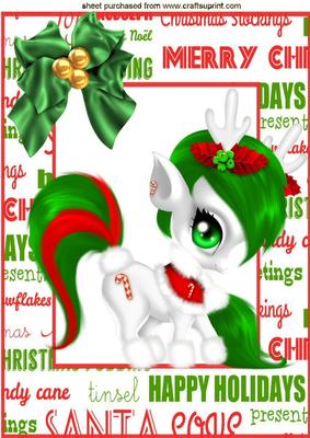 Cute Little Christmas Pony with Bow A4