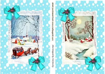 Lovely Snow Scene of Horse Carriage and Cottage Card Fronts