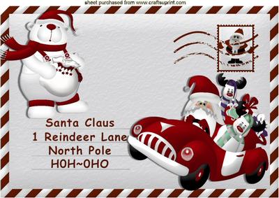 Santa in His Car with Friends , Northpole Letter A4