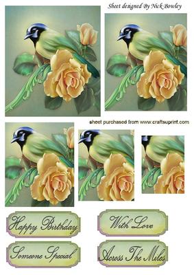 Pretty Bird with Cream Rose Pyramids
