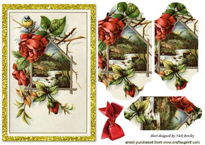 Red Roses, and Summer Scene of Water, Bracket Pyramids