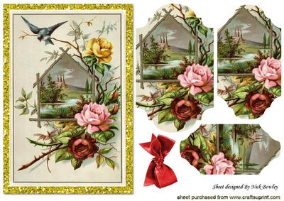 Summer Scene of Roses and Birds Bracket Pyramids