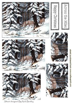 Reindeers in the Snow Covered Woods Pyramids