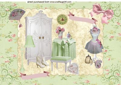 Shabby Chic! Beautiful A4 Topper of Victorian Ladies Room