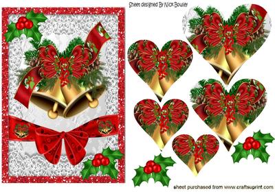 Christmas Bells with Holly, Heart Pyramids