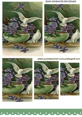 Beautiful Vintage Doves with Lilac Flowers Pyramids