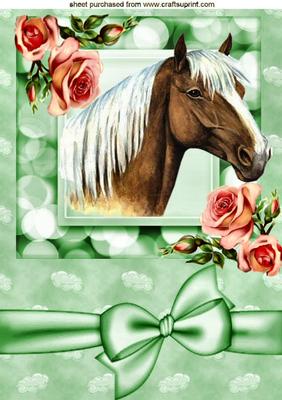 Beautiful Palomino Horse with Pink Roses A4