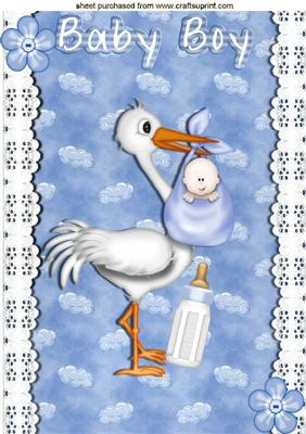 Stork Carrying Sweet Baby Boy,a4