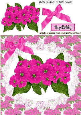 Pretty Pink Flowers on Lace Doily, 8x8