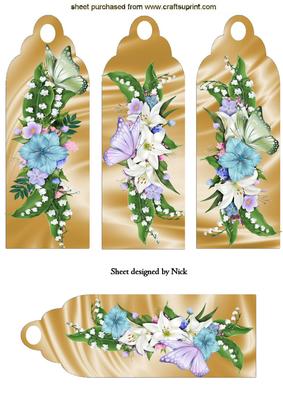 Pretty Gold Bookmarks with Floral Arrangements