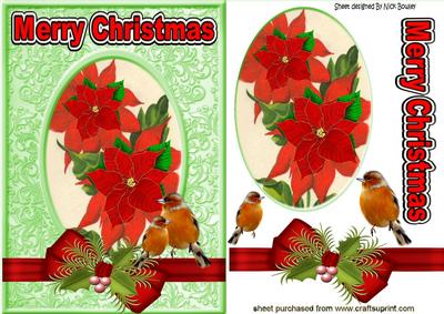 Pretty Poinsettias with Robins and Bow