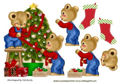 Lovely Teddies with Christmas Tree