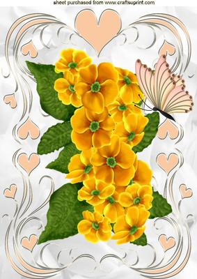 Peach Hearts and Yellow Flowers A4