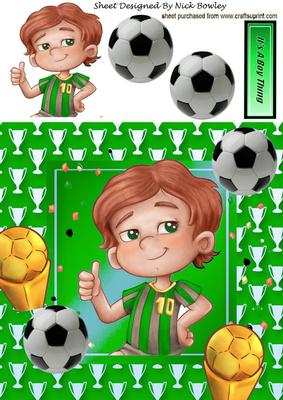 Boys Footie, in Green Cup Frame 8x8