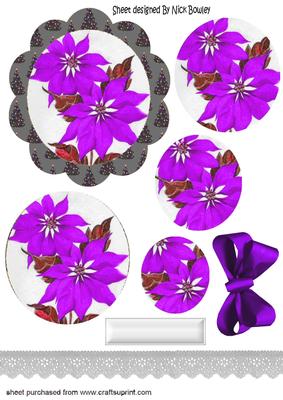 Pretty Purple Poinsettias in Tree Scalloped Frame Pyramids